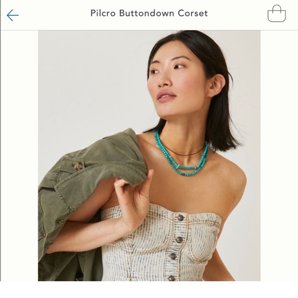 Pilcro Buttondown Corset - Cream and Gray